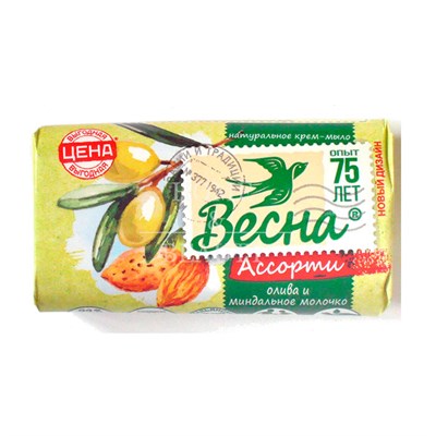 Мыло для рук натуральное Весна 90 гр Олива и Миндальное Молочко 1/72 НФ-00002628