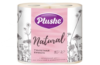 Туалетная бумага PLUSHE плюше натурал Natural 2-х сл. 18м (4рул) (12уп) 17976
