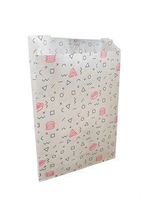 Бумажный пакет 110*30*170 мм для фри с рисунком "Стрит Фуд" /100/3000/ НФ-00002261