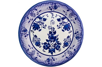 Бум тарелка Папирус д.230мм Гжель /10уп * 50шт/ (500шт) 13525