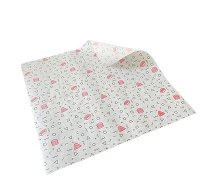 Бумага оберточная в листах 300*300 мм, 40 гр/м2, с рисунком Ж "Стритфуд" (1000) НФ-00002773