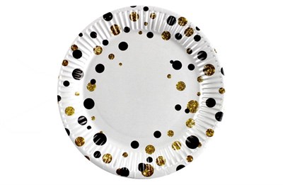 Бум тарелка Папирус д.180мм Горох белый /14уп * 50шт/ (700шт) 17578