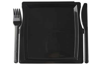 Комбо-тарелка Малая чёрная 3шт/17уп (51шт) Цена за шт 10622