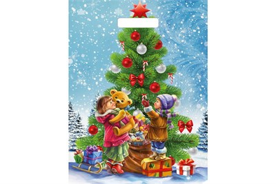 НГ Тико 31х40 Дети у елки /10уп х 50шт/ (500) выруб глянец 18762