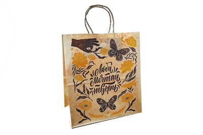 Пакет крафт с крученой ручкой  250х220х120 бурый МЕЧТАЙ 80гр (250шт)  19710