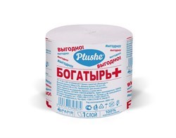 Туалетная бумага Plushe (плюше) "БОГАТЫРЬ +" СЕРАЯ, без втулки 1 слой, 30 в уп ЮГ НФ-00015380