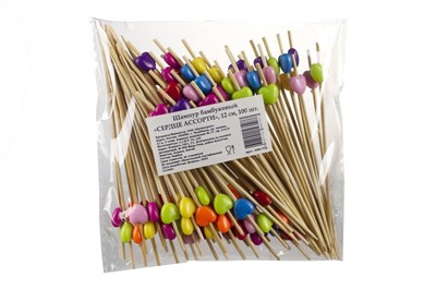 Пика LINGER "Сердце" бамбук /100шт/ 12см (40уп) ассорти 19963