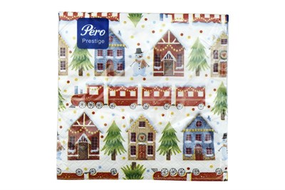 НГ Салфетки 33х33 3-х сл. (PERO Prestige) 20 л/12шт "СНЕЖНЫЙ ГОРОД" 20658