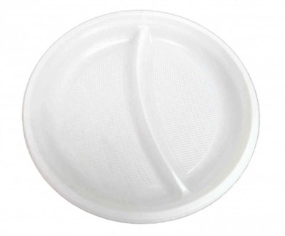 Тарелка 2-х секц белая D=205 ПластИндустрия (100/2000шт) Ростов ЛП НФ-00017566