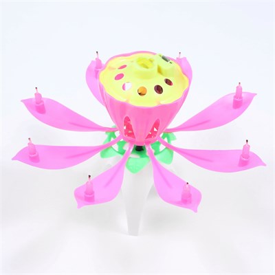 Свеча для торта музыкальная 12*5см. Тюльпан розовая НФ-00020458