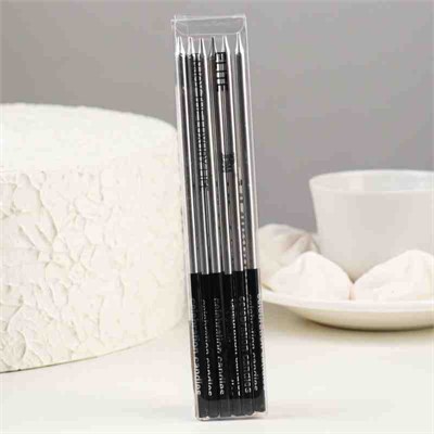 Набор свечей 6шт. 16см. Праздник серебро с черным НФ-00020461