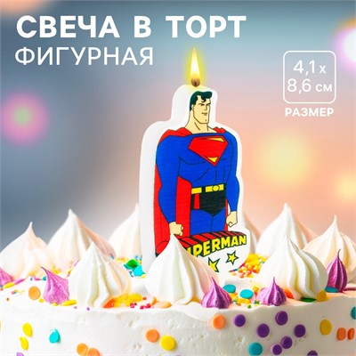 Свеча для торта "С Днем Рождения!", 4,1 х 8,6 см , Супергерои НФ-00020992