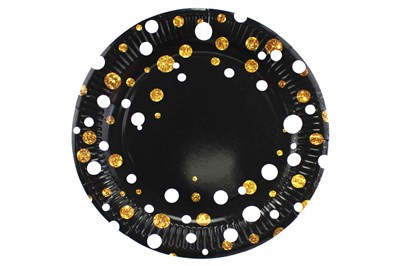 Бум тарелка Папирус д.180мм Горох черный /14уп * 50шт/ (700шт) 24052