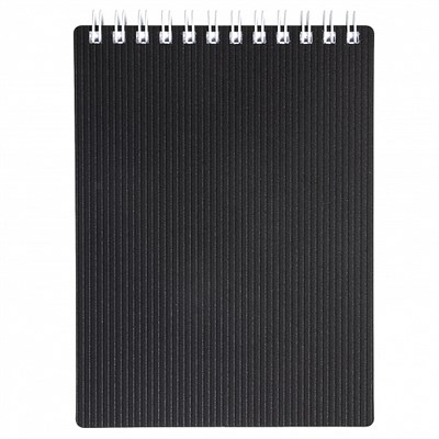 Блокнот А6 ХАТБЕР 80л. спираль "Velvet.Черный" клетка, микроперф. на отрыв, пластиковая обложка НФ-00023304