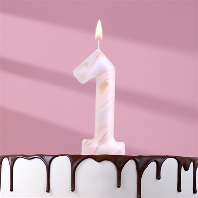 Свеча в торт «Белый мрамор», цифра 1, ГИГАНТ, 12.5 см НФ-00024162