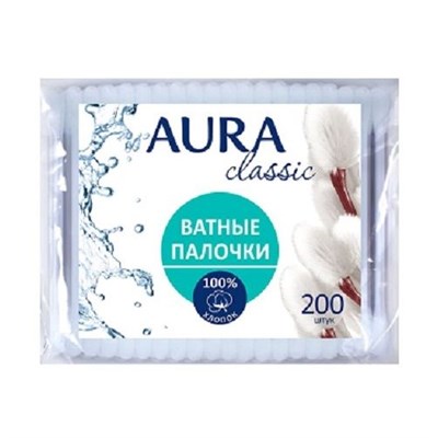 Ватные палочки AURA в пакете 200 (48уп) ПТ НФ-00024546