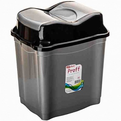 Контейнер для мусора 2л. с перекидным верхом Proff черный/серебряный НФ-00024719