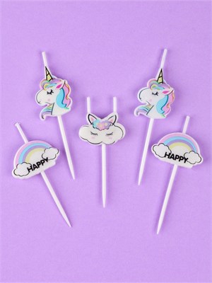 Свеча для торта «Единороги и облака», 5 шт., белые НФ-00025161