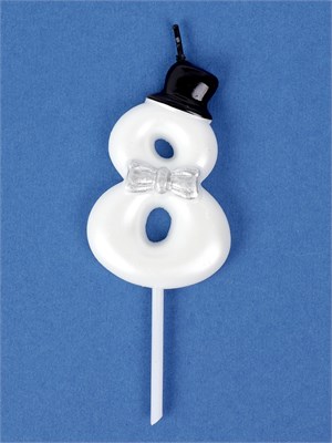 Свеча для торта «Джентельмен», цифра 8, белая НФ-00025193