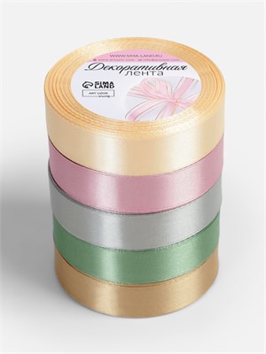 Атласная лента, набор 5 шт. «Тёплый день», 20 мм, 23±1 м НФ-00025266