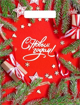 Пакет ПЭ с вырубной ручкой 23х30см (30) (Цвет Нового года) Тико (х100/3000) НГ НФ-00025373