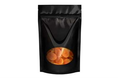 Пакет бумажный дой-пак ЧЕРНЫЙ 160х210 (40+40) (200шт) с овальным окном   22302