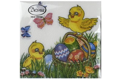 Салфетки 25х25 1-слойн. ДЕСНА 40л (32 уп) Цыплята 6633