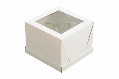 Короб картонный д/тортов с окном  200х200х220 CUBE BOX белый (50шт) 23985