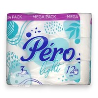 Туалетная бумага PERO Light(Перо) 3-х сл. 14м (12рул) (8уп) НФ-00016839