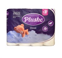Туалетная бумага Plushe Classic (плюше классик) 12 рулонов, 2-х слойная 18м, 1/12 в уп ЮГ НФ-00015366