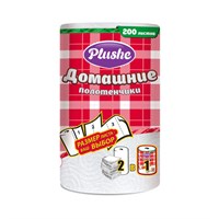 Полотенца бумажные 2-х слойные PLUSHE (плюше) ДОМАШНИЕ ПОЛОТЕНЧИКИ Белые 25 м 1/18шт в уп ЮГ НФ-00015658
