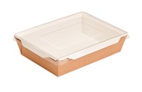 Контейнер бумажный (салатник) БЕЛЫЙ с пластиковой крышкой 1000 мл 200/222×140/162×55 50/150 ПАКТОН НФ-00016911