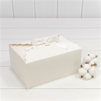 КОРОБКА ПРЯМОУГОЛЬНАЯ 22*16*10 СБОРНАЯ С АТЛАСНОЙ ЛЕНТОЙ БЕЛЫЙ 1/20 1/500 НФ-00020795