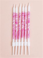 Свечи для торта «Волнистые линии», 6 шт., белый с розовым НФ-00023089