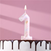 Свеча в торт «Белый мрамор», цифра 1, ГИГАНТ, 12.5 см НФ-00024162