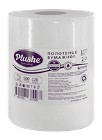 Полотенце бумажное Plushe Professional(плюше) цент.выт. d-60 120м белый с перф., 2-сл. 1/6кор ЭТИКЕТ НФ-00024599
