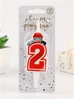 Свеча в торт «Хоккейная», цифра 2, красная НФ-00025205