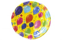 Бум тарелка Папирус д.230мм Шары желтые (500шт) 17363