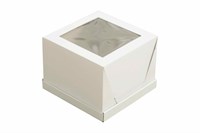 Короб картонный д/тортов с окном  200х200х220 CUBE BOX белый (50шт) 23985