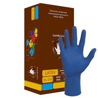 Перчатки ЛАТЕКСНЫЕ голубые СВЕРХПРОЧНЫЕ Safe&amp;Care М 25 пар (DL 215) ДД НФ-00025494
